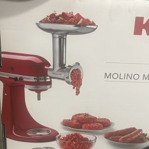 Kitchen aid stand Mixer ,metal food grinder attachment red distressed pig